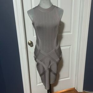 Gray Peplum Midi Dress for Cocktail